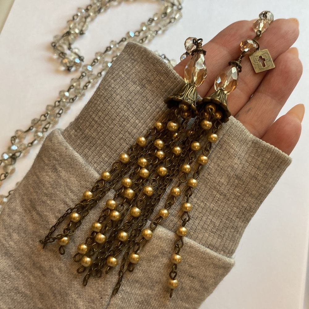 Czech glass + Swarovski Crystal cincture w/ traditional beaded tassels - Picture 13 of 16